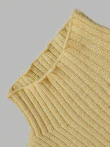 Nicenter Women's Fall‑Winter Sweater Tops Chic Ribbed Knit Mock Neck Sleeveless Regular Fit Knit Vest Sweater Daily Fall‑Winter Outfit For Women - Beige - View 4