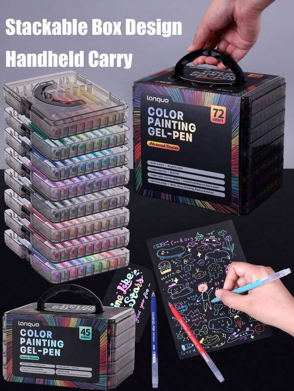 Languo pennset med stor kapacitet för planerare, färgglada gelpennor, 0,6 mm neutrala pennor för studentteckning, lämpliga för anteckningar, dagligt skrivande, lagerteckning, anime- och tecknad serie-kolorering samt handteckning, perfekt present för pojkar/flickor studenter, markeringspennor, nödvändiga skolmaterial inför skolstart