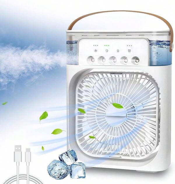Ventilador de Aire Acondicionado Portátil 3 en 1, Enfriador de Aire Evaporativo con Tanque de Agua y Temporizador 1/2/3H