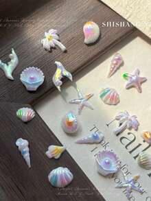 1 Pack Colorful Aurora Starfish Shell Pearl Conch Coconut Tree Star Nail Art Decorations Rhinestones - Multicolor - View 6
