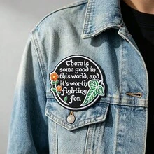 1pc Healing Inspirational Quote Floral Leaf Embroidered Iron-On Patch, English Positive Sentence Decorative Patch For Jacket, Backpack, Denim Clothing DIY Accessory Badge - A - View 8