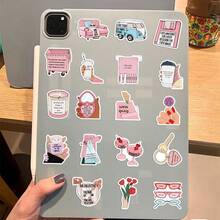 50pcs/Sheet Ins Style Positive Self-Love English Slogan Decorative Stickers, Floral Aromatherapy Beauty Life Elements, Pink Illustration, For Scrapbooking, Tablet & Cup Decoration, Diary Emotional Recording, Gift Wrapping, Luggage Decorative Stickers - Multicolor - View 7