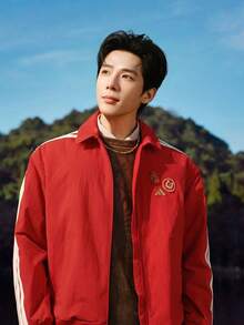 Adidas Jaket Pria NYR 3S WV JKT Woven Tanpa Kerah KE4059 - Merah - View 2