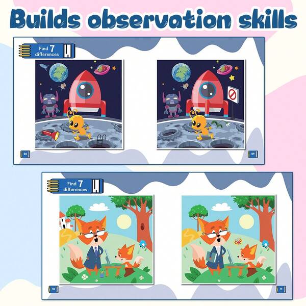 1PC Spot The Difference Activity,21 * 21cm Observation & Visual Focus Puzzle Game, Brain Training, Find Differences Challenge, Holiday Gift, Birthday Gift, Back To School