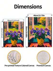1 Set Adult Digital Oil Painting Kit - View From The Window, Acrylic Paint On Canvas DIY Craft No Frame, Best For Holiday & Birthday Gifts - Frameless - View 4