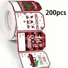 100/200/500 Sheets/1 Roll Christmas Gift Stickers Labels - Value Mixed Set With Various Holiday Messages And Designs, Self-Adhesive Easy To Apply, Suitable For Bulk Gift Wrapping, Christmas Party Preparation, DIY Craft Enthusiasts - Multicolor - View 7