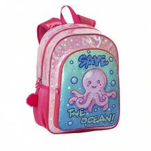 Dam Primary Backpack Pulpito Save The Ocean. Adaptable To Cart, With Reversible Sequins And Pom-Pom Accessory. - A - 查看 2
