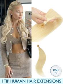 I Tip Human Hair Extensions 16-22 Inch Invisible Keratin Fusion Straight Remy Real Hair 25g/30g/50g Natural Black Blonde Highlights For Women Wedding Party Daily Wear Summer Holiday Concert Travel Beauty Accessory - Multicolor - View 32