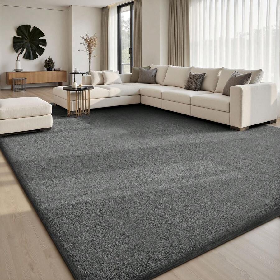 EDIMENS Rugs Living Room Large 160x230, Grey Rug For Bedroom Washable Area Rugs Anti Slip Fluffy Rug Shaggy Cream Carpets Extra Large Rugs For Living Room, Home Decor