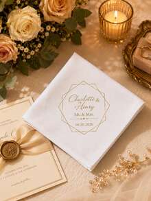 Custom Printed Wedding Handkerchief, Optional Text Design, Groom & Bride Gift, Personalized Customization - Multicolor - View 8