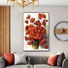 3pcs Unframed Abstract Floral Oil Painting Wall Art, Wallpaper, Canvas Painting For Living Room Porch Home Decoration - Cartoon - View 5