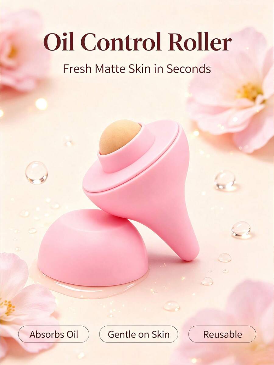 Volcanic Stone Facial Oil Absorbing Roller, Face Oil Removal Roller, Single Pack Pink - Multicolor - View 1