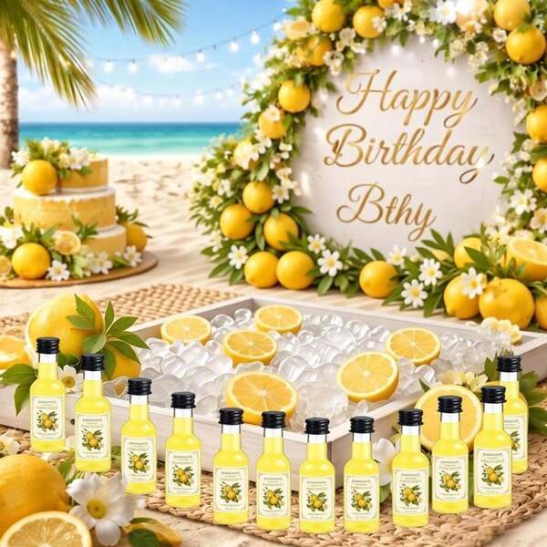3/50pcs 25ml/50ml Mini Lemon Juice Bottles, Reusable Empty Plastic Juice Bottles With Funnel And Labels, DIY Beverage Containers For Lemon Juice, Lemonade, Milkshakes, Lemon Wedding, Lemon Theme Events, Birthday Parties And Picnic Party Supplies