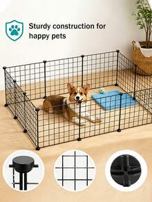 DIY Metal Wire Pet Fence, Cat Isolation Gate And Dog Fence/Barrier; Freely Configurable Modular Metal Mesh Panels (Suitable For Cats, Hamsters Or Rabbits), Can Be Used As Isolation Fence Or Pet Safety Barrier - Multicolor - View 6