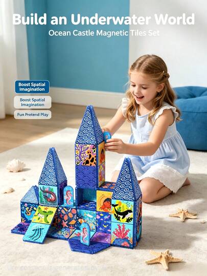 Children's Colorful Translucent Magnetic Tiles Building Blocks, Multi-Color Transparent Magnetic Pieces, Can Be Freely Combined To Build Houses, Castles And Other Diverse 3D Shapes, Classic STEAM Early Education Construction Toy, Cultivate Children's Spatial Thinking, Creativity And Fine Motor Skills, Support Children's Independent Creation Or Parent-Child Interactive Building, Back To School Classroom Educational Activity Teaching Tool, Halloween Party Fun Building Toy, Christmas Creative Exquisite Children's Educational Gift