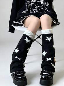 STAR RIVER 1 Pair Y2K Subculture Star Leg Warmers, American Retro JK Knitted Flare Leg Warmers, Reversible - Multicolor - View 8