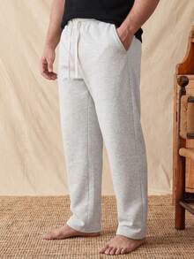 glestore Men's Plus Size Retro-Style Casual Drawstring Pants: Comfortable, Sporty, All-Season, Multifunctional - Light Grey - View 4