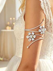6pcs Hollow Metal Arm Cuffs, Adjustable Floral Butterfly Starfish Versatile Arm Bracelets, Stackable, Suitable For Party, Gift For Friends And Family, Daily Wear - 6-pack - View 2