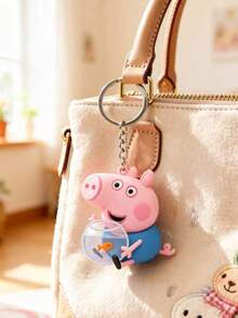 علاقة مفاتيح بتصميم كرتوني Peppa Pig الأبعاد من الأكريليك المسطح، George The Pig يحمل حوض سمك، معدنية مقاومة للخدش والتآكل والصدأ، لتعليق مفاتيح السيارة والحقيبة الظهرية وحقيبة السفر، قطعة ديكورية معلقة لطيفة وناعمة للمقتنيات - أنماط متعددة - مشاهدة 1
