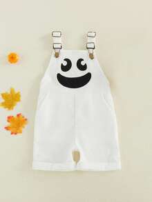 Mono de Halloween para niño pequeño con bolsillos, mono sin mangas de canalé - Blanco - Ver 6