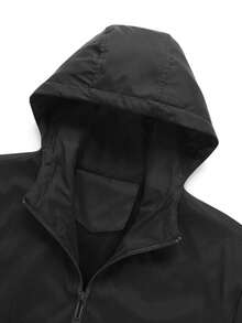 Men's Solid Color Outdoor Casual Sports Jacket With Hood, Multi-Pockets, Thick Thermal Lining, Mountain Style Outerwear - Black - View 5