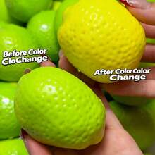 1pc Color-Changing Lemon Handmade Squeeze Ball, Crunchy Crackling Sound, Pure Handmade Stress Relief Squishy - 彩色 - 查看 1