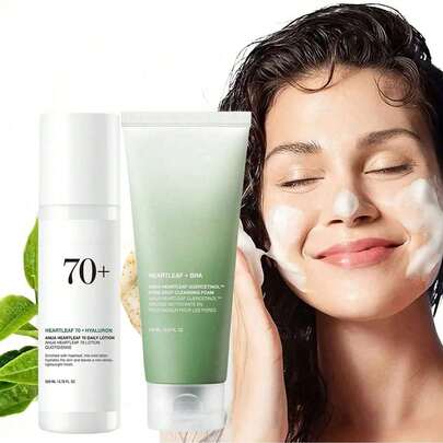 Double Cleansing Set: Witch Hazel Pore Control Lotion And Witch Hazel Quercetin Deep Pore Cleansing Foam, Korean Double Cleansing, Blackhead Removal, Korean Skincare
