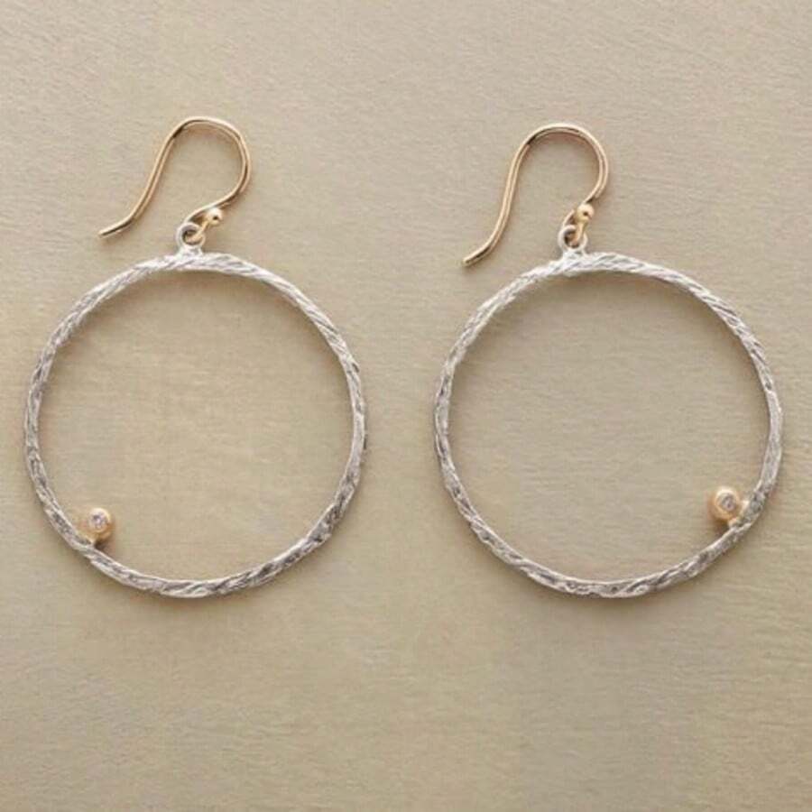 Gmzalx Vintage Bohemian Minimalist Round Earrings, Hand-Hammered Texture, Suitable For Daily Commute, Date, Casual Vacation - Two-color - View 1