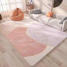 1pc Cream Style Pink & Purple Color Block Carpet, Autumn/Winter Thickened Rug, Thick Carpet, Plush Carpet, Thickened Carpet, Decorative Carpet, Bedroom Decor, Small Rug, Carpet, Home Decor, Bedroom Carpet, Living Room Home Decor - Multicolor - View 5
