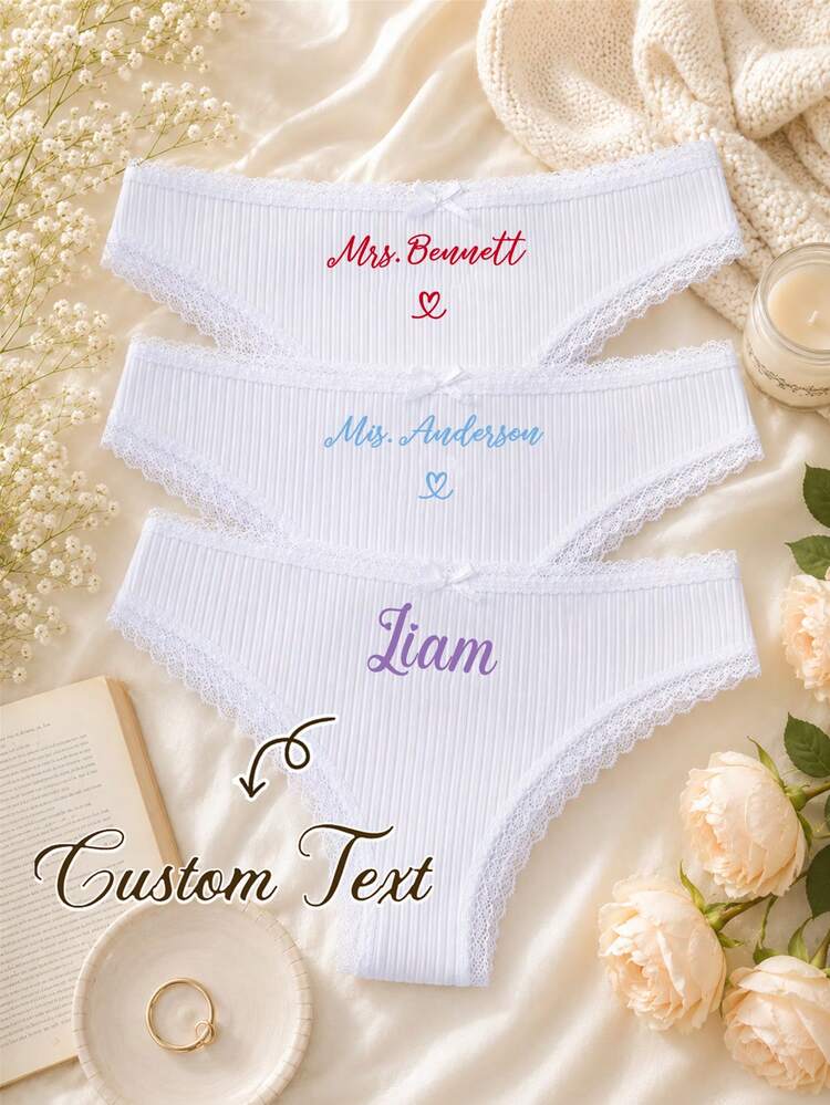 CustomThong Personalized Bridal Panties, Customized Bridal Gift, Wedding Lingerie, Bachelorette Party Women's Gift - Multicolor - View 1
