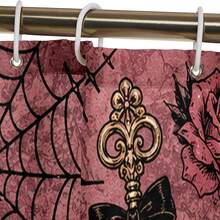 1pc/4pcs Halloween Telephone Skeleton Multi-Function Bathroom Decor Shower Curtain Set, Free 12 Hooks, Premium Holiday Atmosphere, Bathroom Mat, U-Shaped Rug And Round Toilet Lid Cover, Suitable For All Halloween Scenes - Phone Skull - View 5