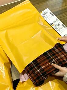 10/50/100pcs Black Thickened Waterproof Solid Color Gift Bags, Minimalist Multi-Functional Self-Sealing Waterproof Courier Bags, Logistics Packaging Bags, Suitable For Office, Shipping, Birthday Gifts, Bulk Gift Bags - Yellow - View 4