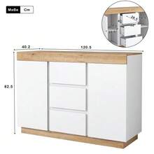 3-Drawer And 2-Door Dresser, Storage Compartment, Storage Function, For Bedroom And Living Room, E1 Particle Board, White+Oak - 白色 - 查看 5