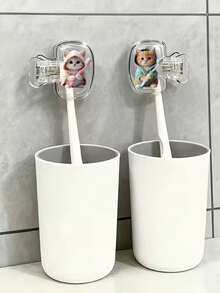 Portable Toothbrush Head Cover With Cute Blue And Pink Cat Pattern, Storage Box, Toothbrush Protective Case, Essential Bathroom Accessory For Home, Business Travel, Daily Use And Outdoor Trips, Portable Toothbrush Storage Box And Travel Dust-Proof Toothbrush Head Cover, Protect Your Oral Health. The Best Gift For Lovers, Friends, Family, Teachers, Travel Enthusiasts, Essential For Home And Dorm - A - View 5