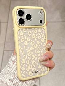 Cute Yellow Leopard Print Transparent Phone Case, Compatible With IPhone 17 Pro Max 17 Pro 17 16 Pro Max 16 Pro 16 15 Pro Max 15 Pro 14 Pro Max 14 Pro 13 12 Pro Max 11, 2-In-1 Acrylic Hard Shell Camera Protection Anti-Drop Back Cover - Yellow - View 5