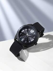 1pc Women's Silicone Strap Casual Versatile Personalized Style Quartz Watch Suitable For Daily Wear - Black - View 3