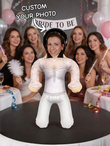 1Pc Personalized Bride Inflatable Blow Mold Prop - Custom Photo Pink Bachelorette Party Decoration, Funny Bride-To-Be Celebration Accessory, Bridal Sh - Multicolor - View 2