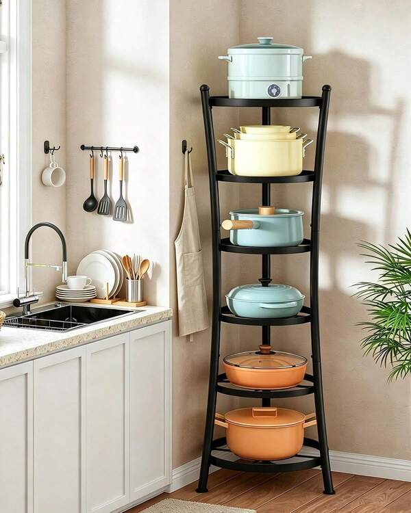 choezon estante para ollas de 6 niveles organizador de ollas y sartenes soporte para sartenes estante de almacenamiento para cocina y comedor negro tpr25bb