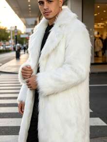 Men Faux Fur Coats - White - View 5