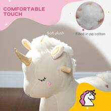 Children's Rocking Horse, Unicorn Ride-On Toy, With Wooden Base, Suitable For Children Aged 2-4, White - White - View 9