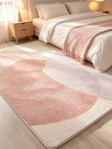 1pc Cream Style Pink & Purple Color Block Carpet, Autumn/Winter Thickened Rug, Thick Carpet, Plush Carpet, Thickened Carpet, Decorative Carpet, Bedroom Decor, Small Rug, Carpet, Home Decor, Bedroom Carpet, Living Room Home Decor - Multicolor - View 3