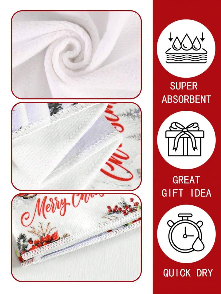 2pcs Christmas Gnome Kitchen Dish Towels, 40*48cm Snow House & Poinsettia Pattern Dish Cloths, Soft Polyester Hand Towels, Home Christmas Decor, Kitchen Accessories, Tabletop Decoration, Bathroom Housewarming Gift, Holiday Winter Vacation Decor - Red Hat Faceless Doll - View 4
