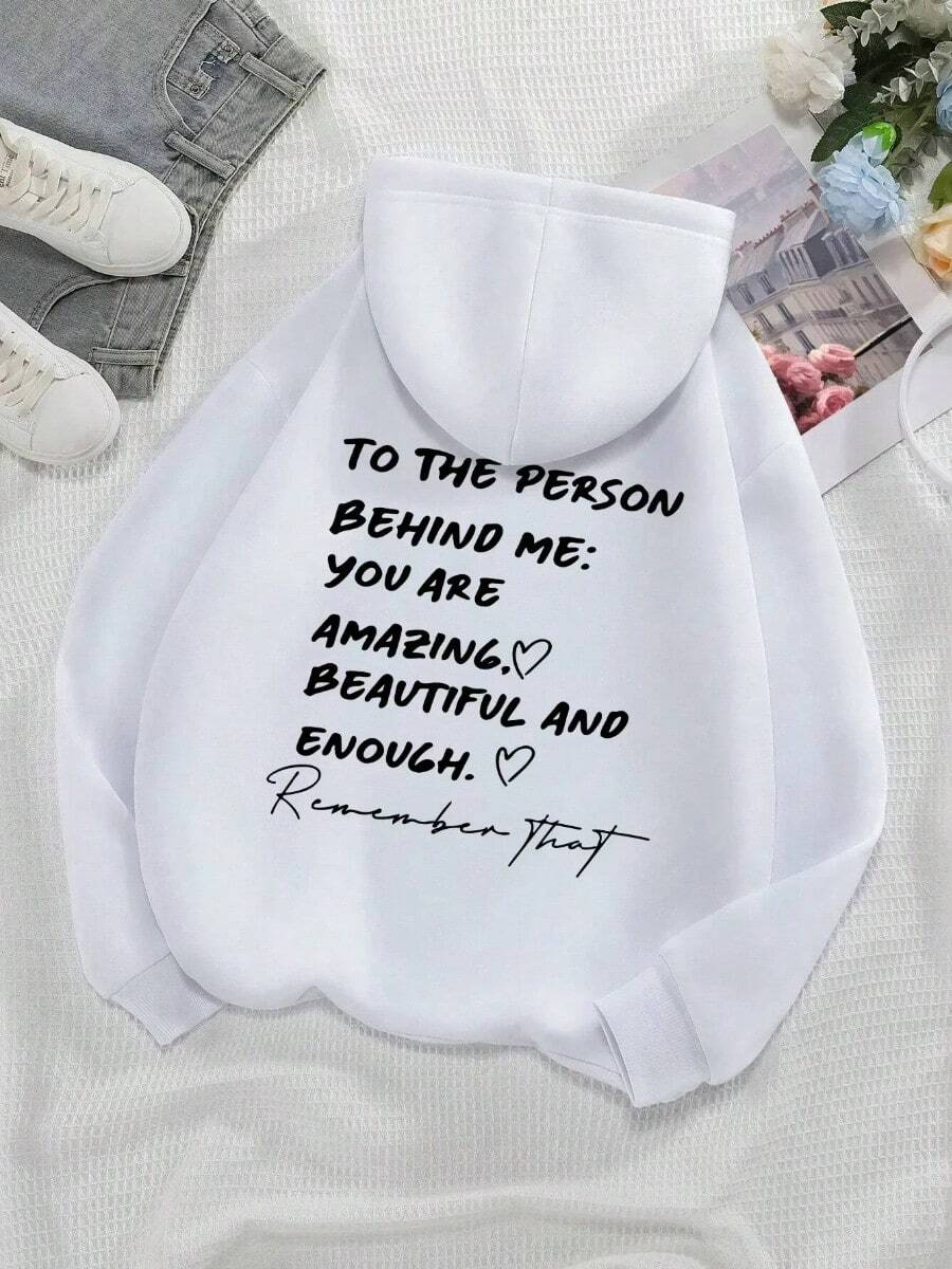 2026 To The Person Behind Me You Are Amaeing Women Hooded Sweatshirts Autumn Winter Warm Casual Hoodie Harajuku Casual Tops,Fall Outfits Women,Y2k - White - View 1