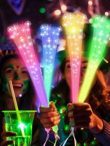 10pcs Fiber Optic LED White Glow Sticks, Light-Up Magic Wands For Birthday, Wedding, Bridal Party, Carnival, Concert, Dark Party, Halloween, Party Supplies - Warm Light - View 8