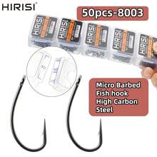 Hirisi 50入 高碳不鏽鋼鍍層有刺鯉魚鉤 帶眼 8003 釣魚配件 - 黑色 - 查看 1