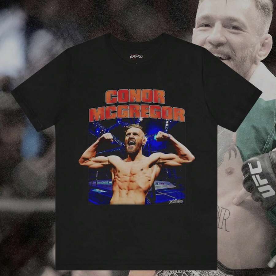 Conor McGregor T-Shirt | Fighter Merch | Notorious Apparel | Exclusive MMA Fighter Gift For Fans Of Combat Sports And Martial Arts E9NV - 黑色 - 查看 1