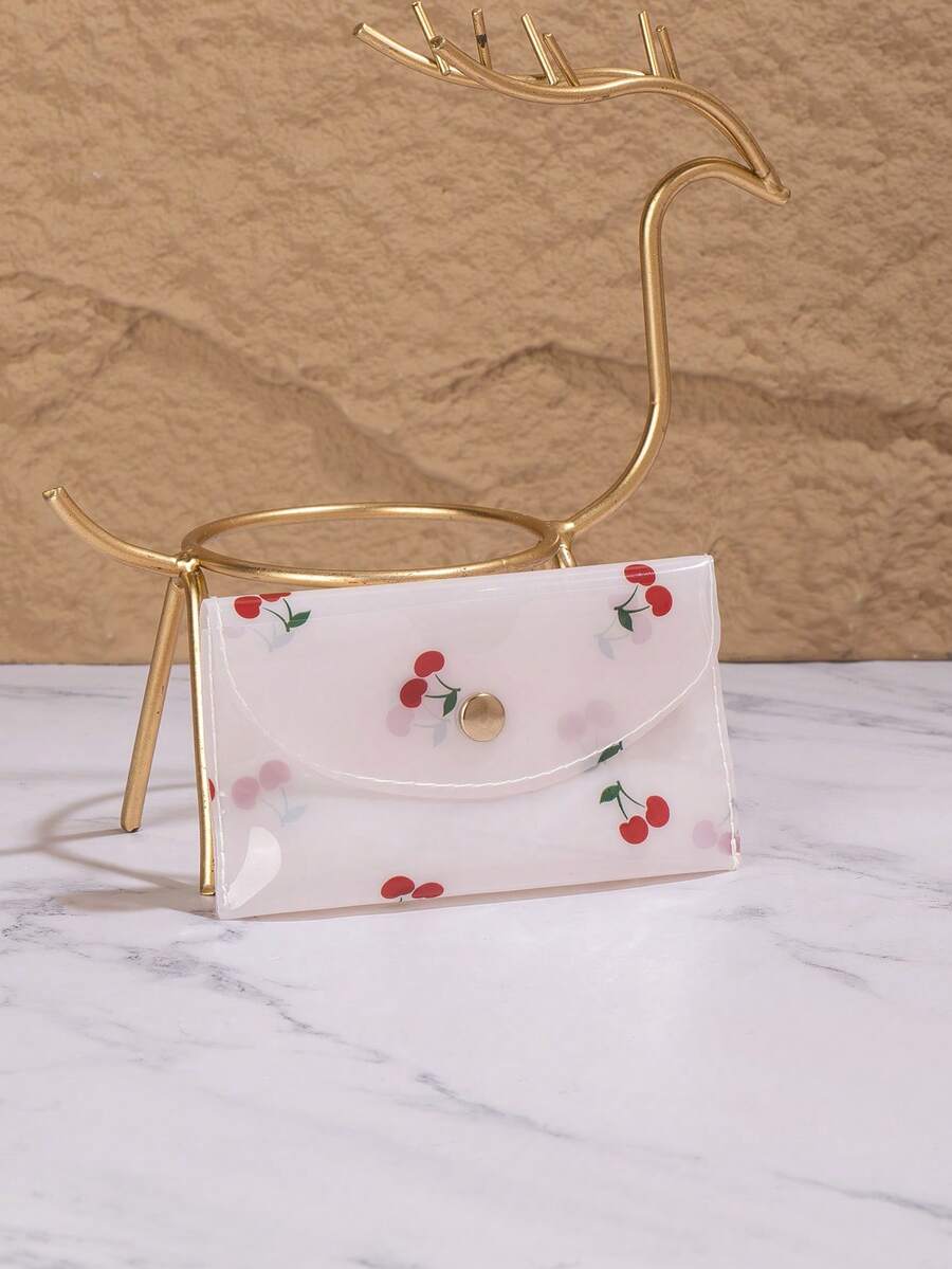 Cherry Snap Cute Coin Purse, Suitable For Dates, Holidays, Parties, Commuting - Beige - View 1