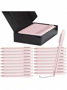 12pcs Luxury Rose Gold Ballpoint Pens, Bulk Pack, Retractable Black Ink, Medium Tip, Smooth Writing, Suitable For Wedding Bridal Party, Business Office, Diary & Gift, Guest Favors - C - View 7