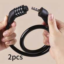 Lucchetto a combinazione a 4 cifre per bicicletta, cavo a spirale lungo 23,62 pollici (circa 60 cm), lucchetto antifurto, adatto per mountain bike, bici da strada, bici elettriche, scooter, accessori per il ciclismo - Taglia unica per tutti - Visualizzare 15