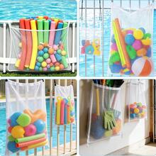 1pc Poolside Mesh Storage Bag With Adjustable Zipper Tie, Ground Pool Float Storage Net, Floating Storage Hanging Bag For Pool Accessories And Beach Balls - 1pc Bag + 2 Hooks + 2 Cable Ties - View 2